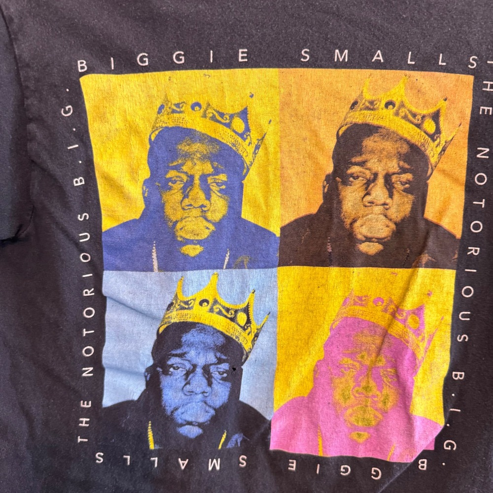 Biggie‎ Smalls Notorious BIG Pop Art Graphic Tee Black Womens Small Medium - Picture 4 of 5